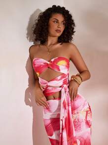 Opulessa Camisola de malha com estampa slim fit para mulheres - Rosa - Ver 3