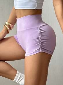 SHEIN EZwear 女士休闲浅紫色短款紧身裤，夏季