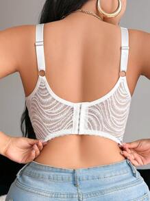 SHEIN Plus Size Elegant & Romantic Solid Color Lace Lingerie - White - View 2