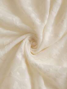 GENKIRA Váy hở vai cổ chữ U bằng vải lưới Jacquard màu trắng lãng mạn thanh lịch với thiết kế nhún eo, dáng ôm, váy xòe nhiều tầng, dây buộc cổ yếm, không tay - Màu be - Xem 6