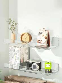 1pc Acrylic Storage Shelf Wall Decor, Wall Storage Hanger Racks, Display Cabinet,Stationery Storage, Multi-Purpose Storage Rack,Floating Shelves For Girls Toys,Doll, Photo Frame, Display Shelf Organizer For Bathroom, Bedroom, Living Room Decor, Kitchen Decor, Room Decor, Christmas For Holiday Gift Giving - Clear - View 6