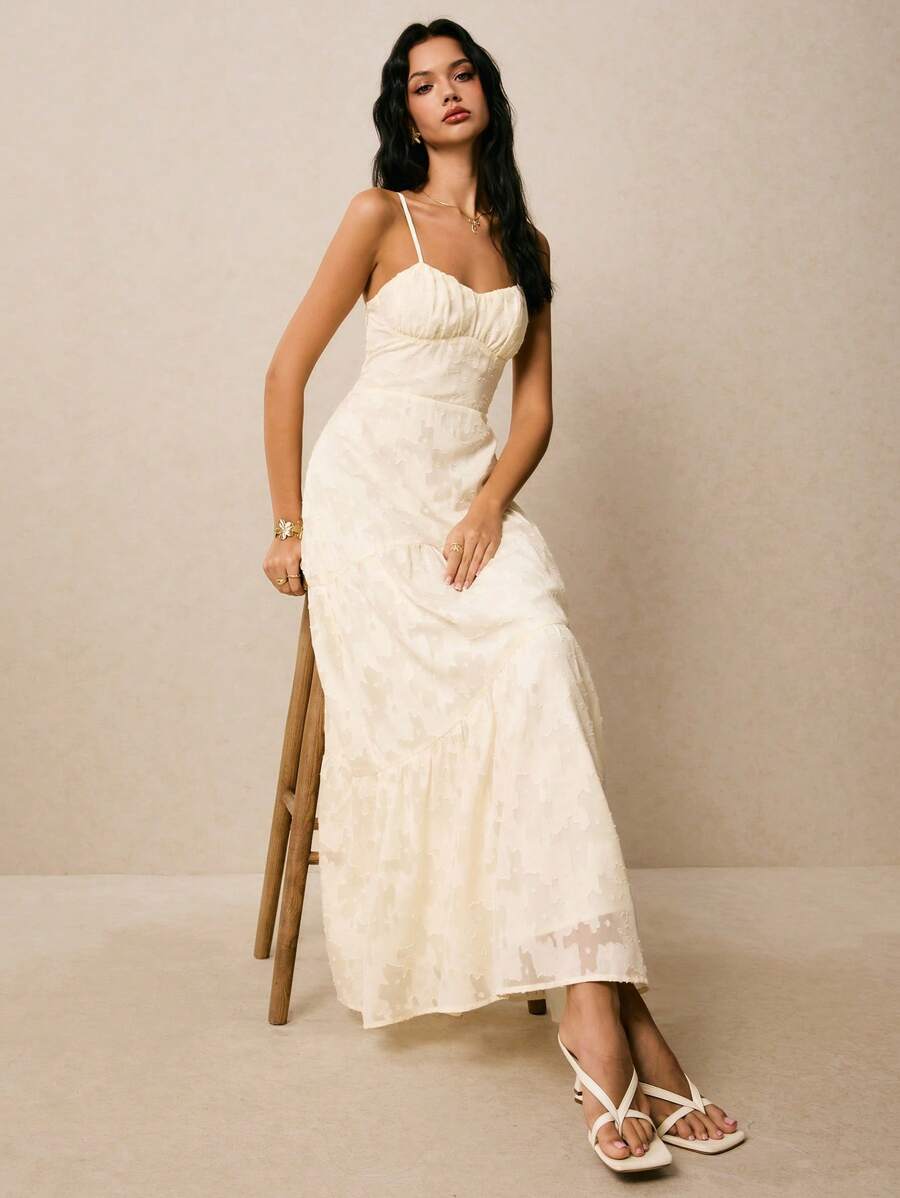 Poéselle Damen extra langes ärmelloses Kleid, modisch für den Sommer - Aprikosenfarben - Übersicht 1