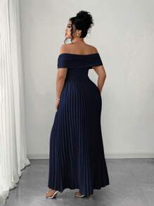 Elenzga Vestido de verano con hombros descubiertos, cintura fruncida y estilo bandeau, vestido de graduación elegante y romántico de talla grande