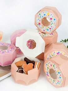 10个可爱甜甜圈设计礼品包装盒 - 香檳色 - 查看 7