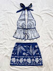 Soleia 波西米亚风、浪漫花卉、度假风、花卉 7 月 4 日服装夏季两件套狂欢服装节日跨年夜服装/风骚服装寒冷天气服装/滑冰服装约会夜服装度假服装女士两件套日常服装