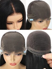 ALL READY WIG 13x6 直发 Flexfit 抽绳假发适合所有头型前部假发真人发 180% 密度漂白结头无胶真人发假发自然黑色女士 - Natural Black - 查看 10