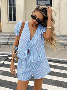 Serisse Women Two Pieces Outfits For Daily Wear Summer Casual Blue