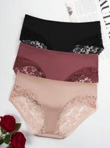 Snug Zone 3 peças/Conjunto Calcinhas de Renda Sexy Mulheres, Corte Triangular, Calcinha Tipo Maiô Bikini - Multicolorido - Visão 7