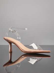 SHUZIA Women's Minimalist Pointed Insole Ankle Strap Heeled Sandals - Beige - View 5