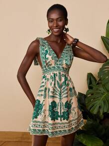 Travachic Trvlchic 女式短款休闲连衣裙，适合夏季，度假风格，编织图案印花，女士休闲夏季度假装，波西米亚海滩度假装，波西米亚风，节日装，女士沙滩装，女士夏季装，毕业装，女士生日装，海滩必需品，女士机场装，7 月 4 日女士装，俱乐部装，女士乡村装，茶会礼服，生日礼服，夏季太阳裙，女士夏季礼服，欧洲夏季，波西米亚风女装