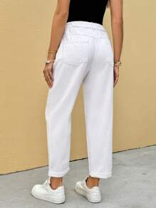 SHEIN Maternity Jeans,Beach,Summer Graduation Spring Vacation Beach Mother's Day Gift ﻿ - White - View 2