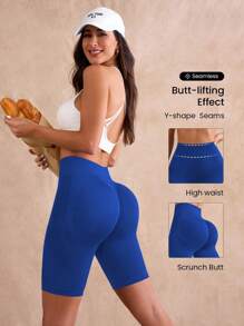 Core Rhythm Damen Einfarbige hohe Taille Alltagsaktivbekleidung nahtlose Shorts