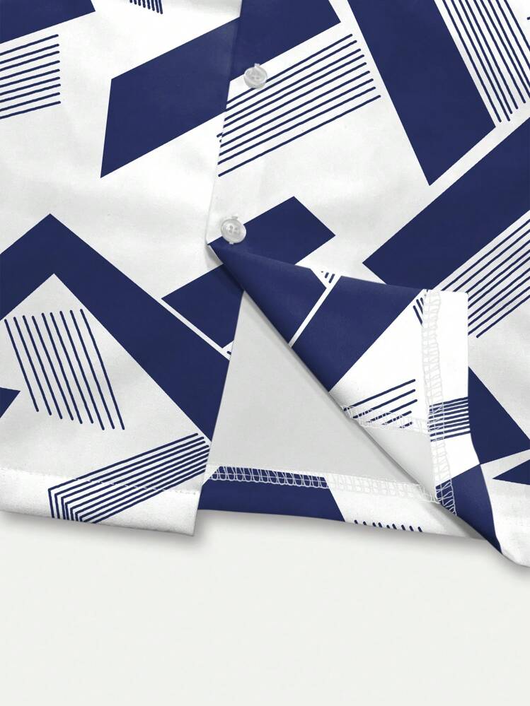 Manfinity RSRT Conjunto de 2 piezas de camisa de manga corta y pantalones cortos a rayas para hombres de talla grande en verano - Multicolor - Añade 3