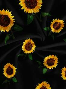 SHEIN EZwear Casual Minimalist Full Print Sunflower Pattern Slim Fit Camisole Maxi Dress, Suitable For Summer,Bohemian Clothes Chic Dress - Multicolor - View 3