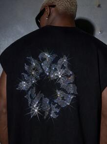 NEON BLANC Áo ba lỗ cổ tròn không tay đính đá dệt kim kiểu Gothic dành cho nam, phù hợp cho mùa hè, phiên bản đường phố - màu đen - Xem 7