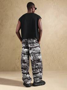 SUMWON Loose Fit Wide Leg Printed Jogger Pants Streetwear Festival Baggy Skater Style All Season Casual Loungewear Urban Fashion Statement Pants