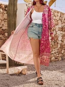 EMERY ROSE Plus Size Casual Lightweight Multifunctional Cardigan, Simple And Fashion Style, Suitable For Summer,Casual Holiday Style, Casual Holiday Outfits, Summer Fashion, Women's Summer Outfits, Mother's Day Outfits, Country Concert Outfits, Women's Boho Outfits, Women's Western Outfits, Women's Holiday Outfits, Women Summer Clothing Women Plus Clothing Business Casual Woman S Summer Clothes Women Plus Clothing Formal - Hot Pink - View 7