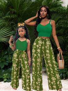 女士简约优雅绿色长款休闲裤，舒适款式 - 綠色 - 查看 6