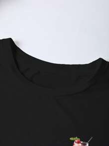 DrmWander Camiseta de manga corta casual de talla grande con estampado de eslogan de bebida para mujer