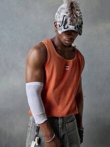 NEON BLANC Top de punto sin mangas con cuello redondo y bordado para hombre, adecuado para el verano, ropa informal de calle