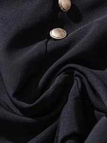 EMERY ROSE 高端黑色荷叶边下摆短裤，2025夏季A字高腰女士西装短裤