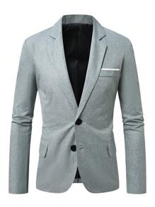 Manfinity Mode Men Plus Size Lapel Neck Casual Long Sleeve Suit Jacket