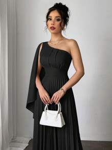 Firerie 新款百搭褶皱无袖连衣裙，女士度假装，度假装，太阳裙，女士夏季正式黑色连衣裙 - 黑色 - 查看 6