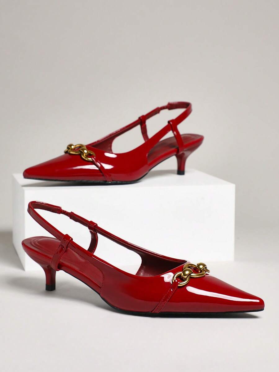 SHUZIA 女式简约舒适后绑带高跟鞋