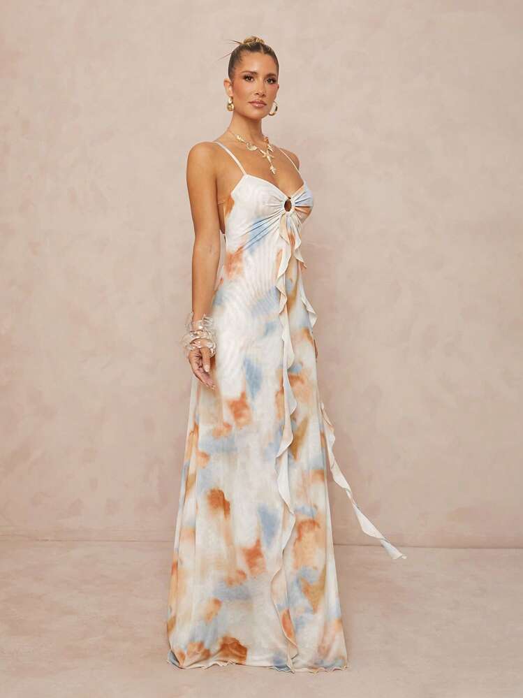 Lumalex Vestido Elegante de Deusa Sexy com Cintura Alta, Pregueado e Moda Praia para Mulheres - Azul - Visão 5