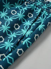 Manfinity RSRT Men's Full Print Drawstring Waist Beach Shorts, Summer - Multicolor - View 8