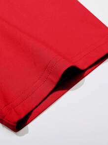 Manfinity LEGND 男士夏季休闲字母印花短袖T恤男士T恤男士休闲T恤 - 紅色 - 查看 5