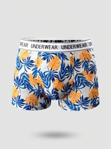 SHEIN 4pcs/Set Men's Printed Leaf Pattern Boxer Briefs
