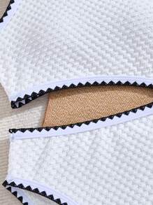 女孩时尚假日可爱黑色贝壳边连体衣，青少年款 - 白色 - 查看 5