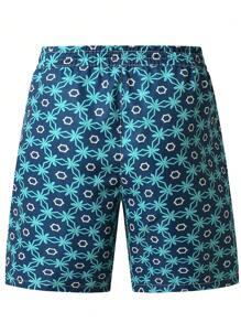 Manfinity RSRT Men's Full Print Drawstring Waist Beach Shorts, Summer - Multicolor - View 2