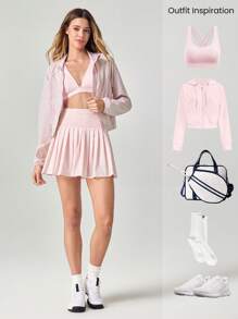 GLOWMODE Pleated Tummy Control Pocket Skirt With Hidden Shorts Light Support Tennis Golf Daily Gym Summer