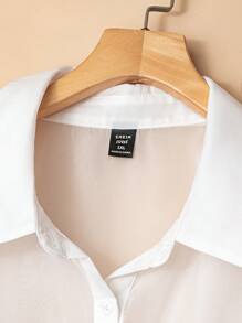 EMERY ROSE Plus Size Women's Casual Slip-On V-Neck Blouse, Versatile Wear For Work Or Leisure, Lightweight Fabric, Suitable For Spring/Summer - White - View 4