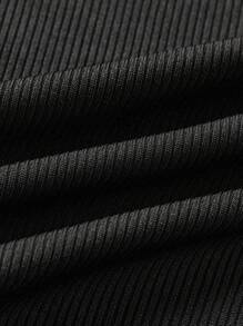 Teen Girls' Drawstring Waist Ruffle Hem Pajama Pants - Black - View 6