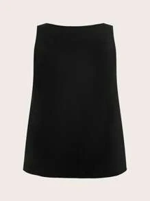 SHEIN BASICS Chaleco de punto de cuello redondo de unicolor informal y de talla grande, de verano