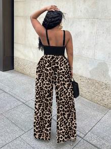 Slaydiva 2pcs/Set Women Plus Size Casual Leopard Print Camisole And Tank Top Set, Suitable For Summer Summer Outfits Vcay Women Summer Clothing Woman 2 Pieces Outfits - Multicolor - View 2