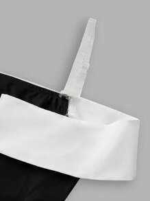 SHEIN Nova Glow Tween 女童街头风休闲露肩修身连衣裙 - 黑色 - 查看 4