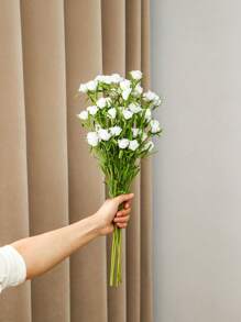 3 件装玫瑰仿真花人造花家居装饰，假植物，假玫瑰，带茎泡沫玫瑰，适用于婚礼 DIY 花束桌面装饰派对新娘送礼家居装饰，秋季装饰，房间，书桌，花园装饰，房间装饰用品（白色）圣诞节节日礼物 - 白色 - 查看 3