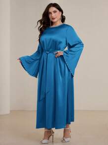 Graceveil Plus Size Women Flared Sleeve Pearl Beaded Arabic Style Dress Modest