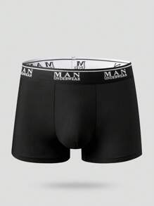 5pcs Set Men's High Elastic Comfy Boxer Briefs - Black - View 3