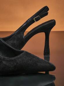 SHUZIA Tacones con tira trasera de uso versátil y diario para mujer - Negro - Ver 4