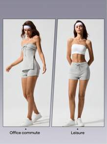 Fluxe Cloudkiss Solid Color Knit Form-Fitting Sports Casual Women Soft Shorts