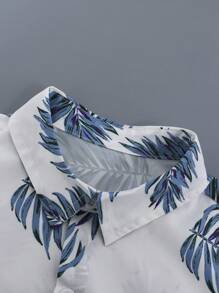 SHEIN Tween Boy Tropical Print Shirt & Shorts Without Tee - Blue and White - View 5