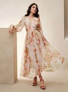 Anewsta Váy dài tay Aline ngày lễ & lễ hội, trang phục nữ tay dài thanh lịch, xuân/hè - Hồng - Xem 5