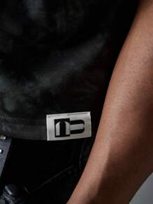 NEON BLANC Men's Vintage Streetwear Style Knit Crew Neck Short Sleeve T-Shirt With Rhinestone Letter Print, Suitable For Summer - Black - View 6