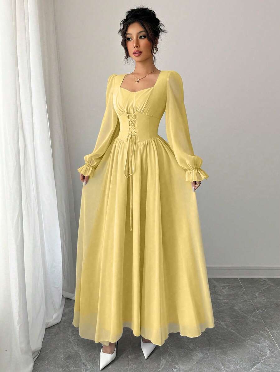 Modelyn Elegante vestido de cintura ajustada de unicolor de alta gama