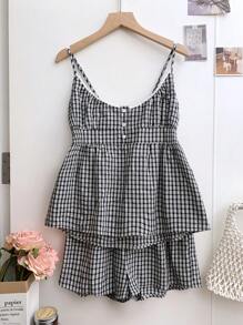 SHEIN EZwear Women Two Pieces Outfits For Daily Wear - Black and White - View 3